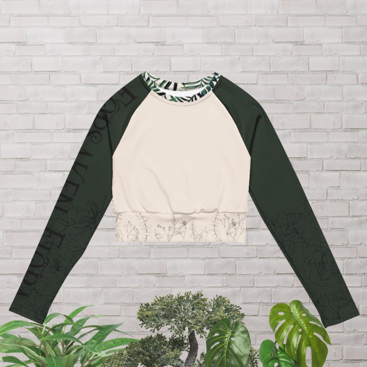 Recycled long-sleeve crop top