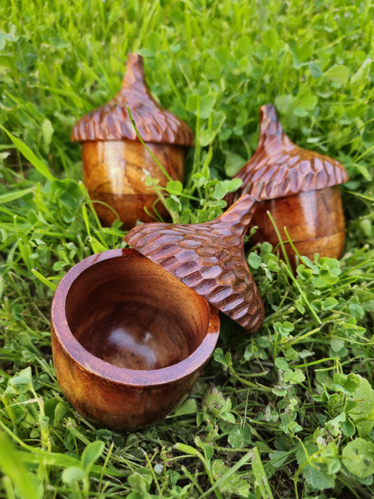 Small Hand Carved Wooden Acorn