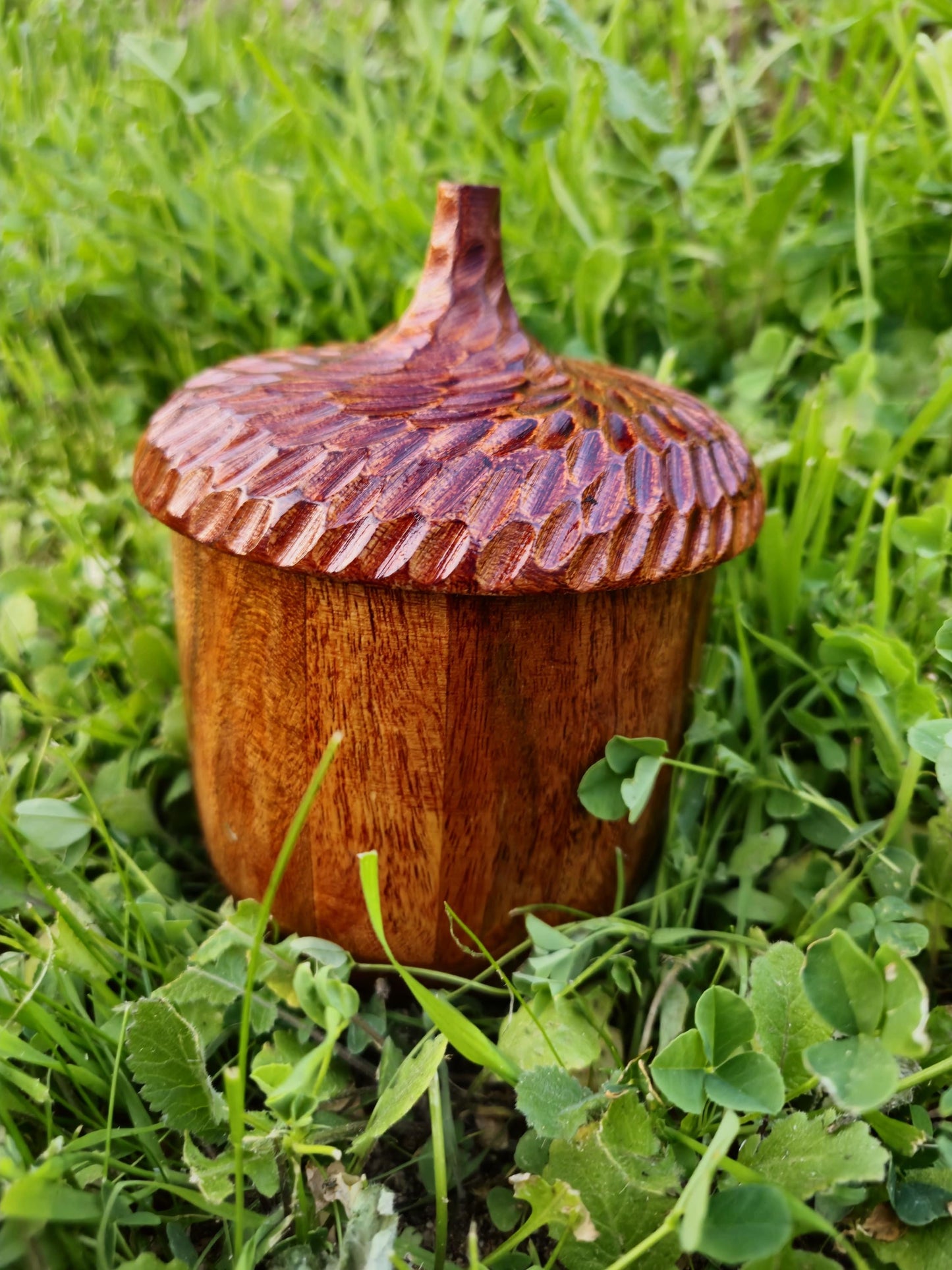 Large Hand Carved Wooden Acorn