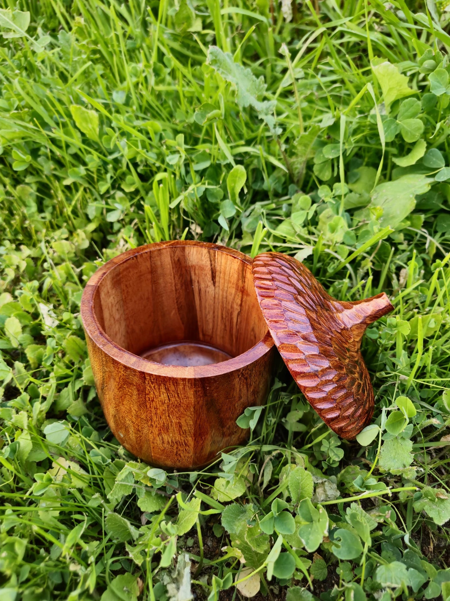 Large Hand Carved Wooden Acorn