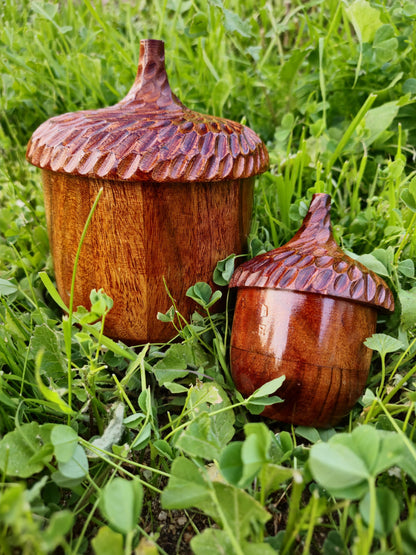 Small Hand Carved Wooden Acorn
