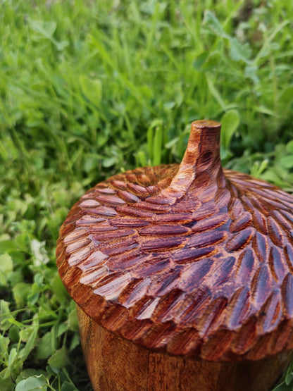 Large Hand Carved Wooden Acorn